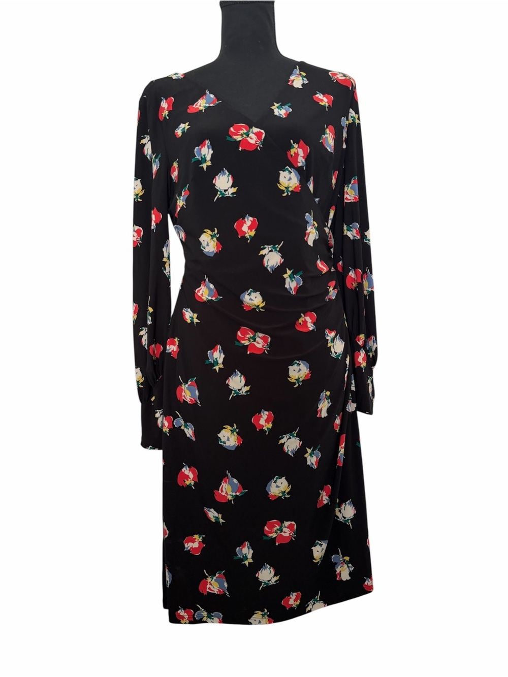 Lauren Ralph Lauren Black Long-Sleeve Floral Dress